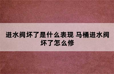 进水阀坏了是什么表现 马桶进水阀坏了怎么修